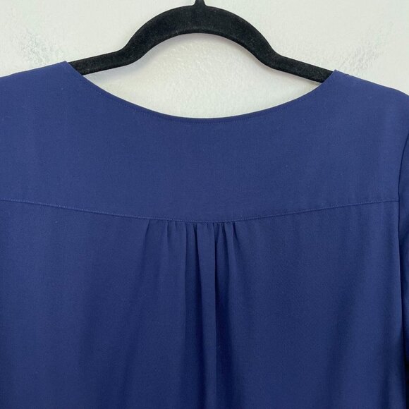 Uniqlo Womens Medium Blue Long Sleeve Blouse Stretch Round Neck Shirt Top - Picture 8 of 9